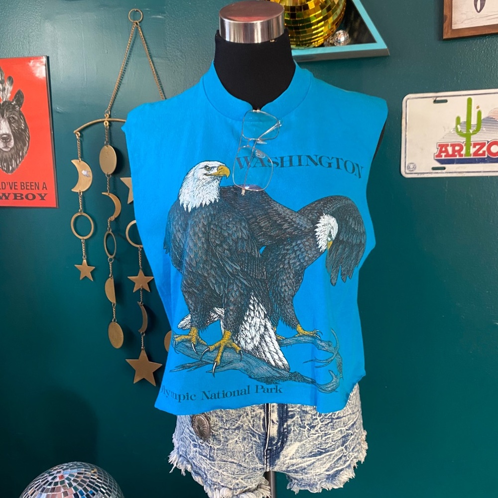 Up-cycled Washington eagle slash back muscle tank